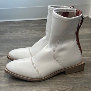 Fendi White Patent Short Ankle Rain Boots